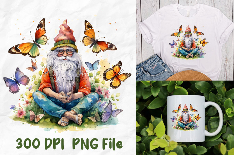 hippie-butterfly-gnome-meditate-flowers