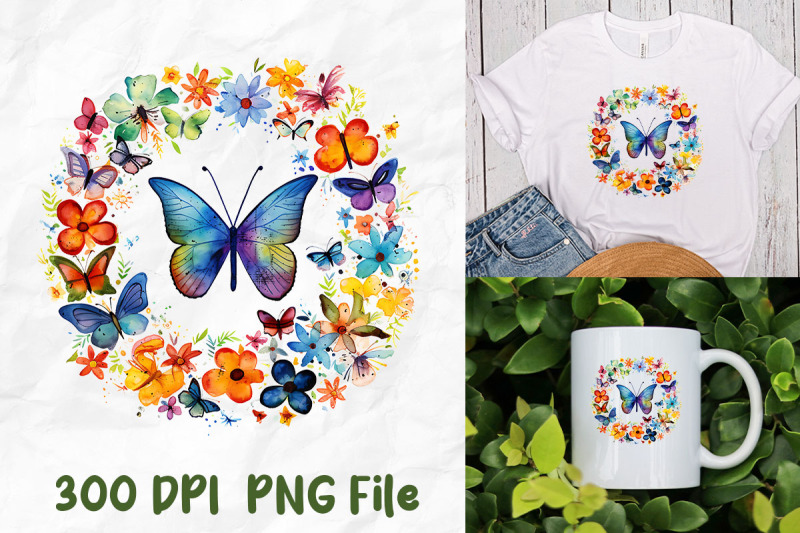 hippie-butterfly-flowers-wreath-rainbow