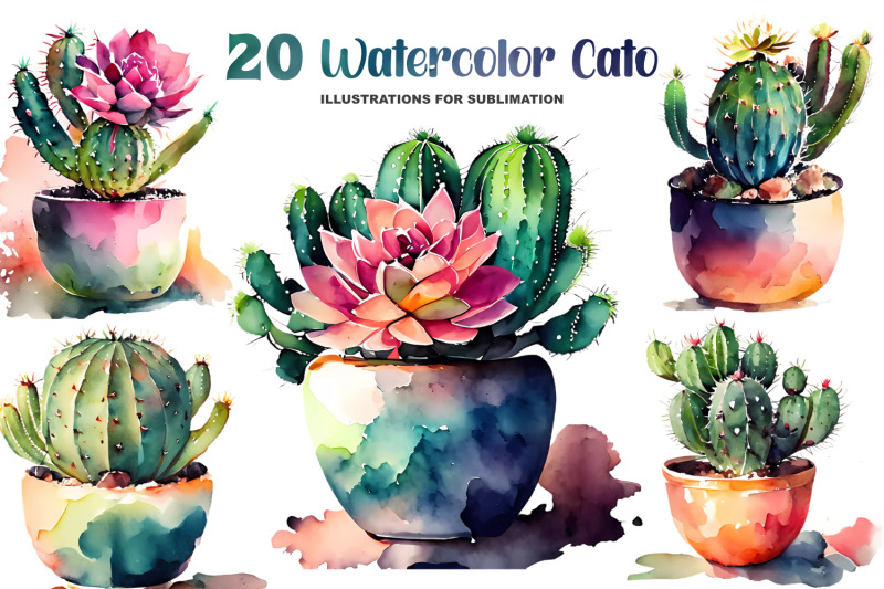 watercolor-cacto-illustrations-for-sublimation-bundle