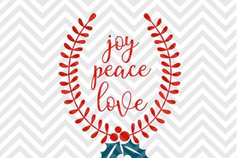 Download Peace Love Joy Mistletoe Christmas Laurel Wreath SVG and ...