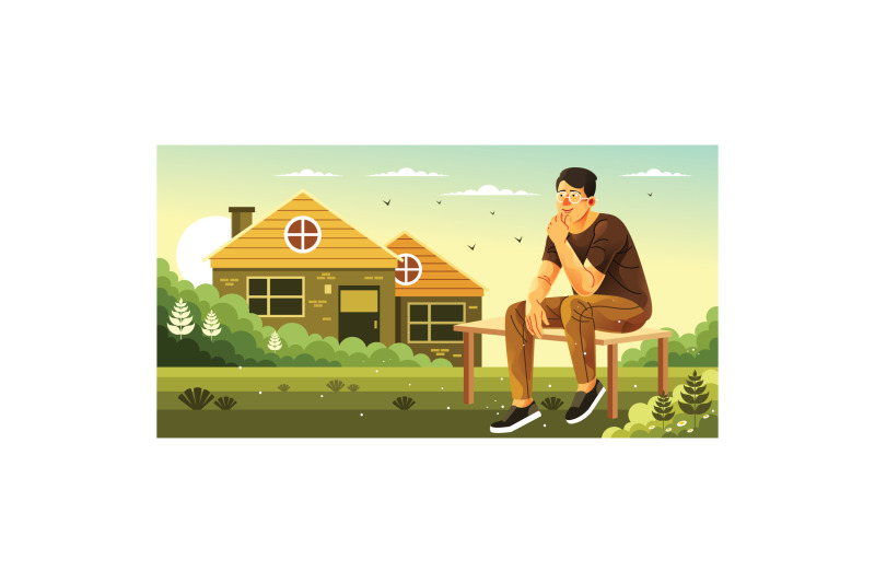 sitting-in-the-yard-illustration