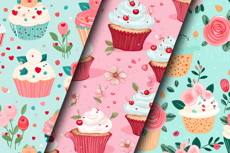 cute-floral-cupcakes-digital-papers