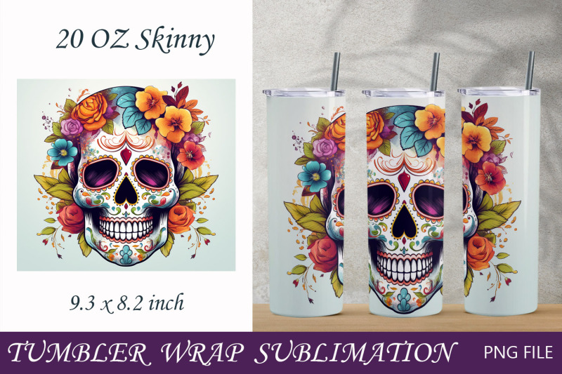 halloween-20-oz-tumbler-wrap-sugar-skull-20-oz-sublimation