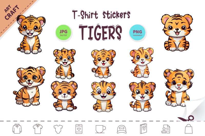 bundle-stickers-cute-tiger-clipart