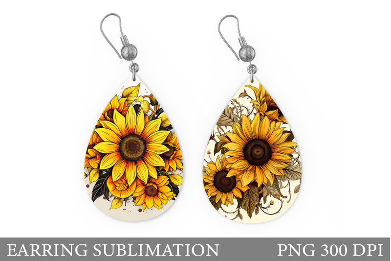 sunflowers-earring-sublimation-flowers-teardrop-earring