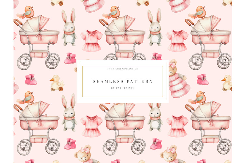 pink-baby-girl-watercolor-digital-paper-baby-shower