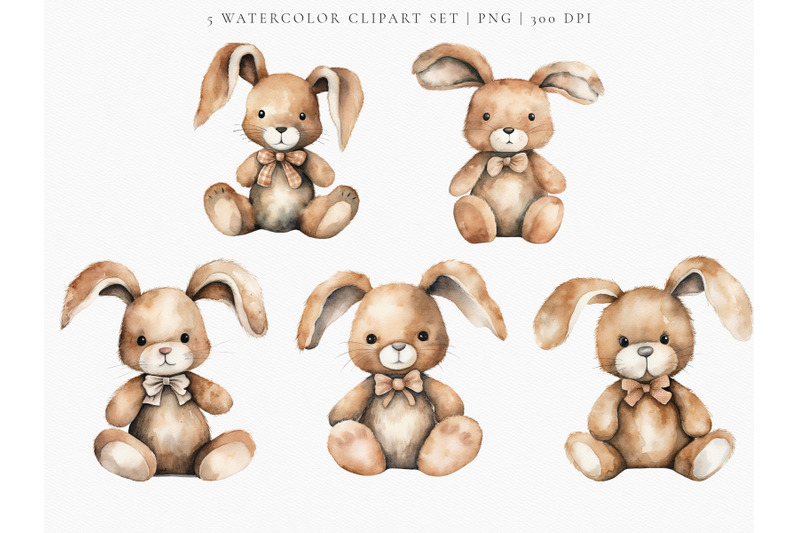 watercolor-cute-stuffed-bunny-clipart-set