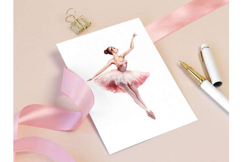pink-ballerina-watercolor-clipart-set