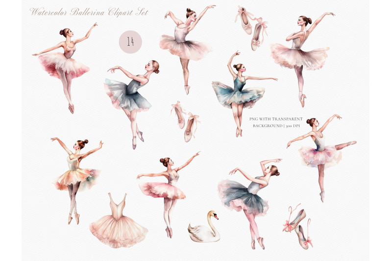 pink-ballerina-watercolor-clipart-set