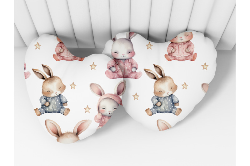 sleepy-bunny-watercolor-nursery-digital-paper