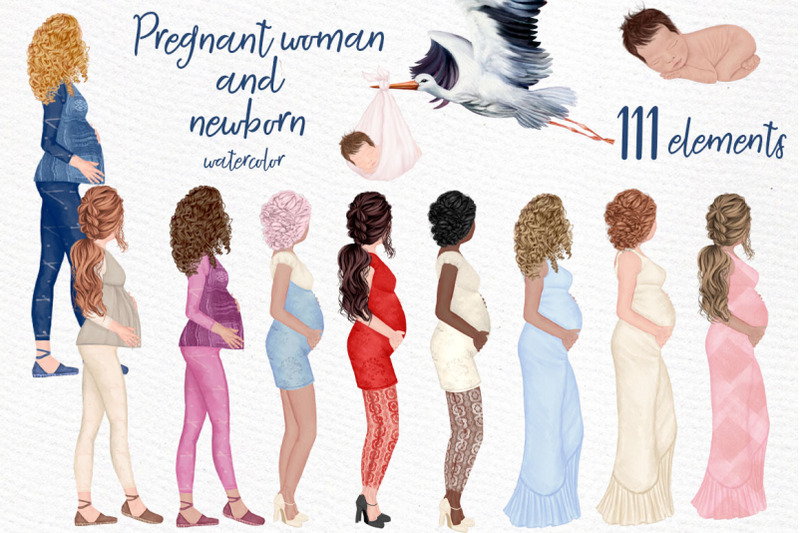 pregnancy-clipart-pregnant-girl-clipart-stork-newborn-png