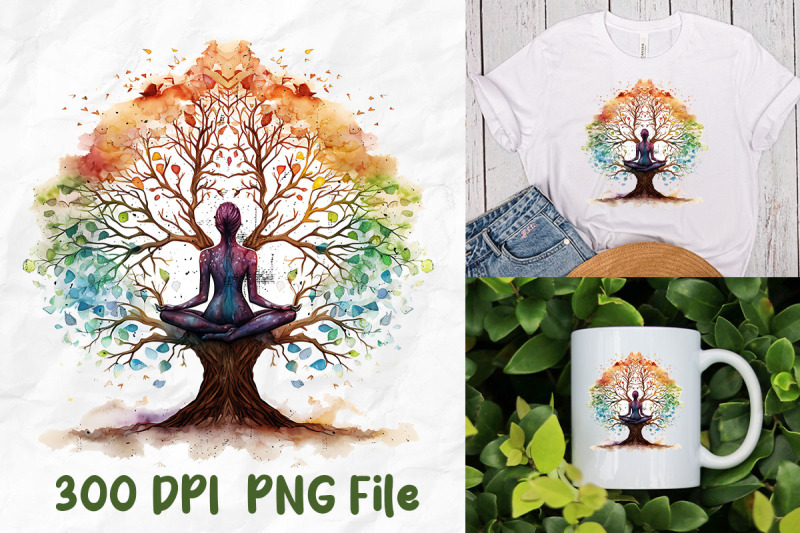 yoga-meditate-girl-tree-of-life-rainbow