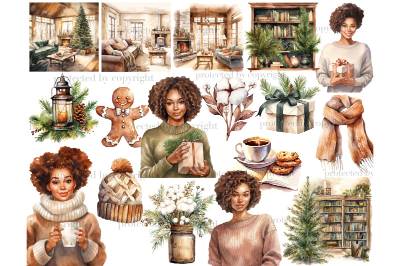 cozy-winter-clipart-reading-black-girl-clipart