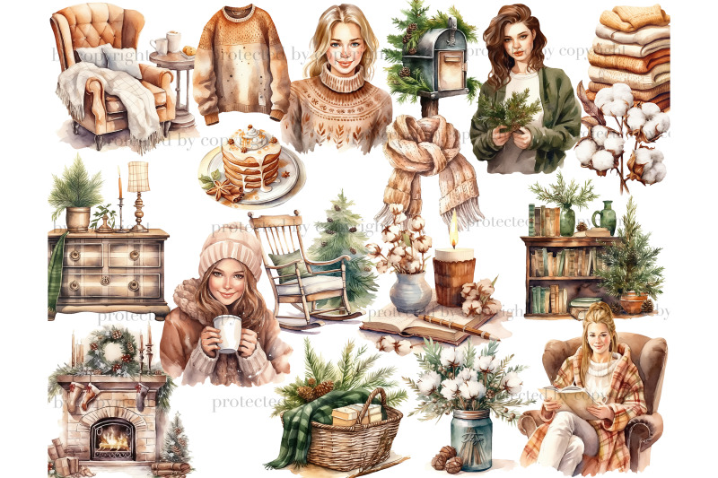 cozy-winter-clipart-bundle-christmas-illustration-png-set