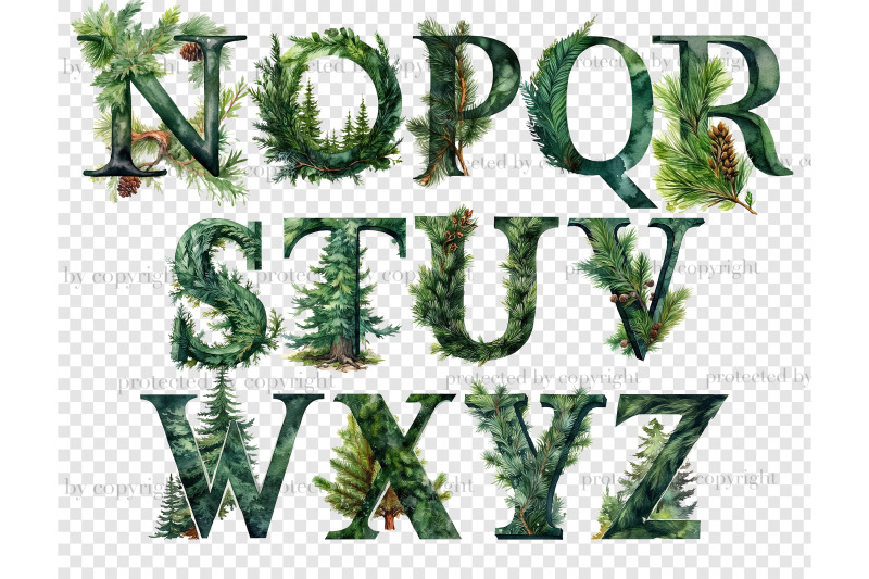 spruce-branch-alphabet-winter-letters