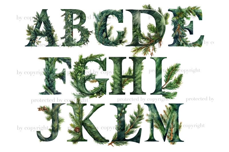 spruce-branch-alphabet-winter-letters