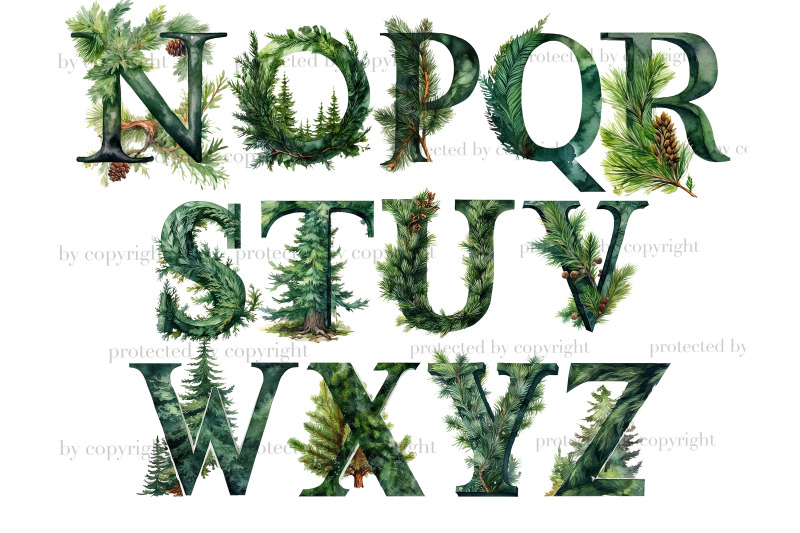 spruce-branch-alphabet-winter-letters