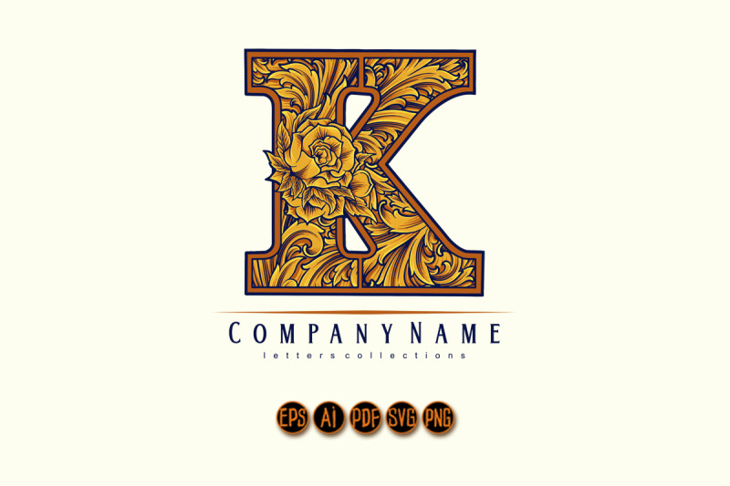 modern-flourish-vintage-elegance-gold-k-monogram-letter-logo