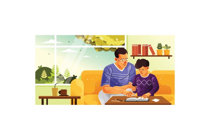 studying-with-dad-at-home-illustration