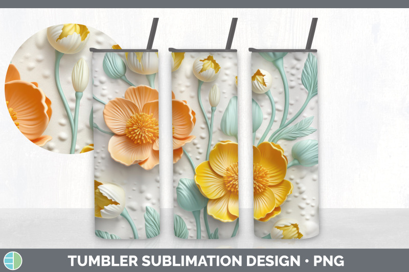 3d-buttercup-flowers-tumbler-sublimation-20-oz-skinny-tumbler-design