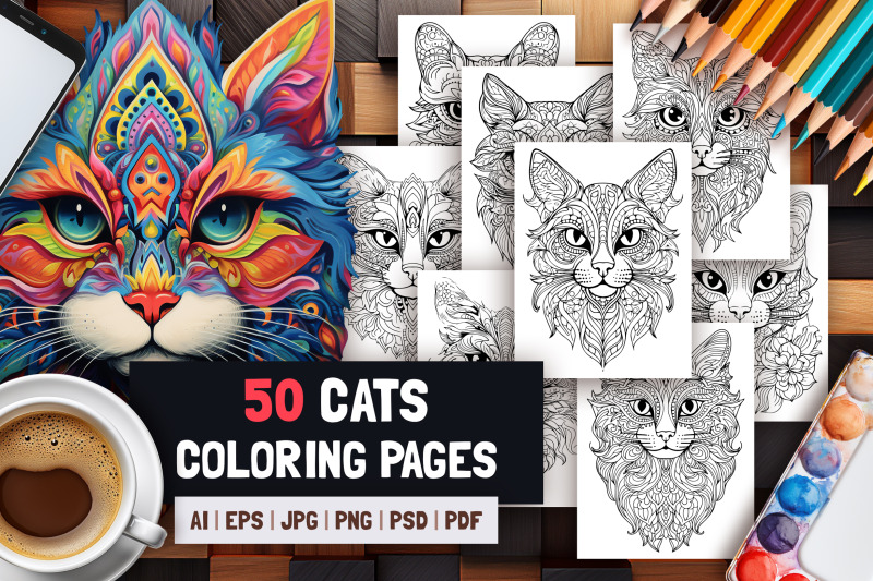 50-cats-anti-stress-coloring-pages
