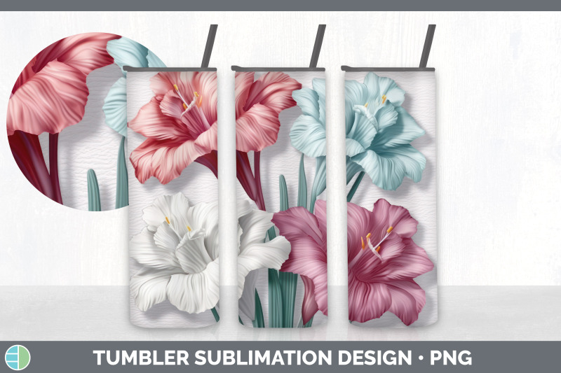 3d-gladiolus-flowers-tumbler-sublimation-20-oz-skinny-tumbler-design