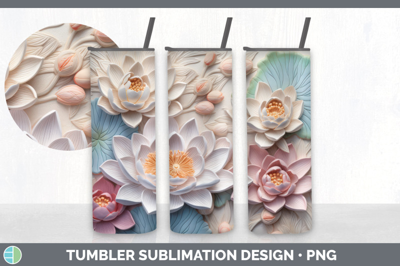 3d-lotus-flowers-tumbler-sublimation-20-oz-skinny-tumbler-design