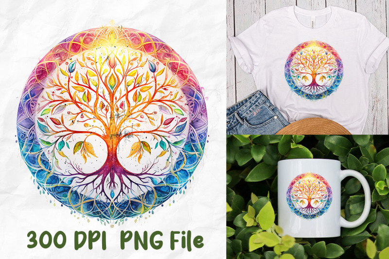 yoga-mandala-tree-of-life-rainbow