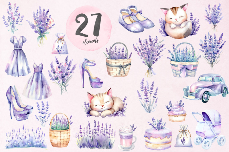 i-love-lavender-watercolor-illustration-set