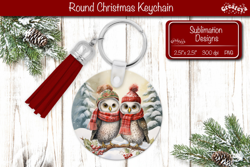 christmas-keychain-png-sublimation-christmas-watercolor-and-owl-png