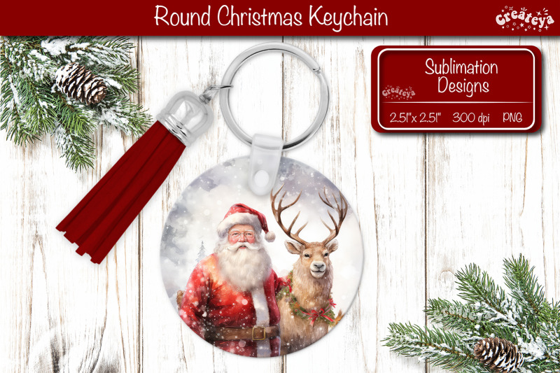 christmas-keychain-png-sublimation-christmas-watercolor-santa-png