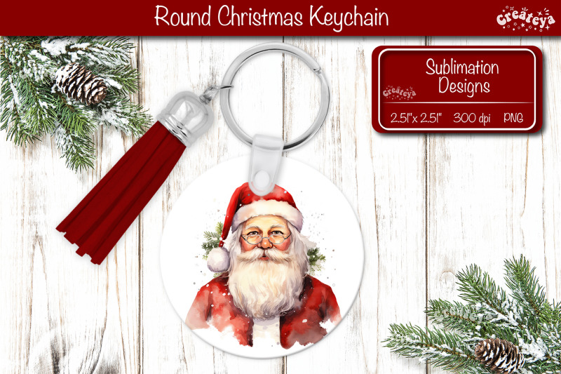 christmas-keychain-png-sublimation-christmas-watercolor-santa-png