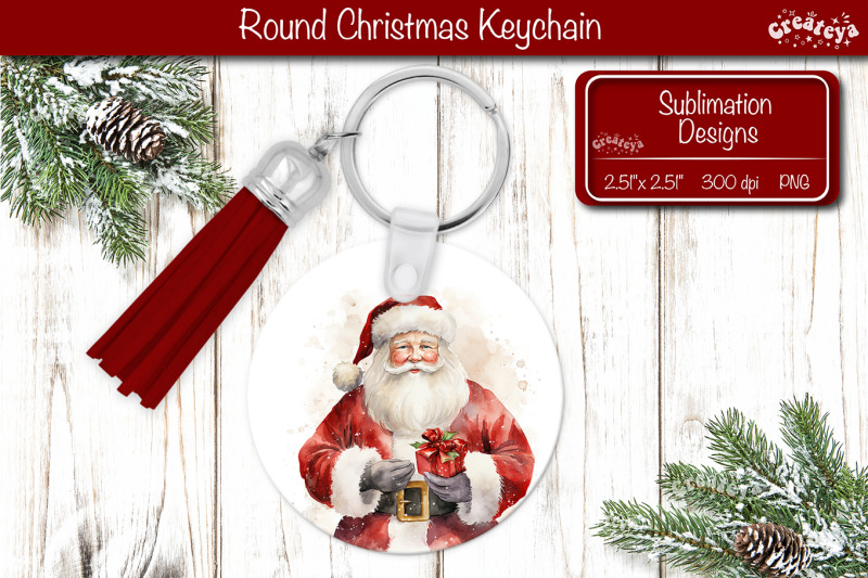 christmas-keychain-png-sublimation-christmas-watercolor-santa-png