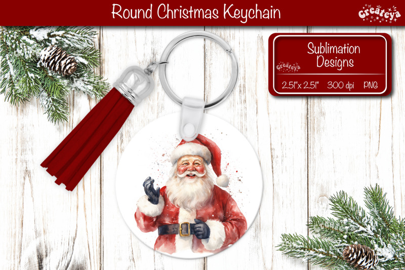 christmas-keychain-png-sublimation-christmas-watercolor-santa-png