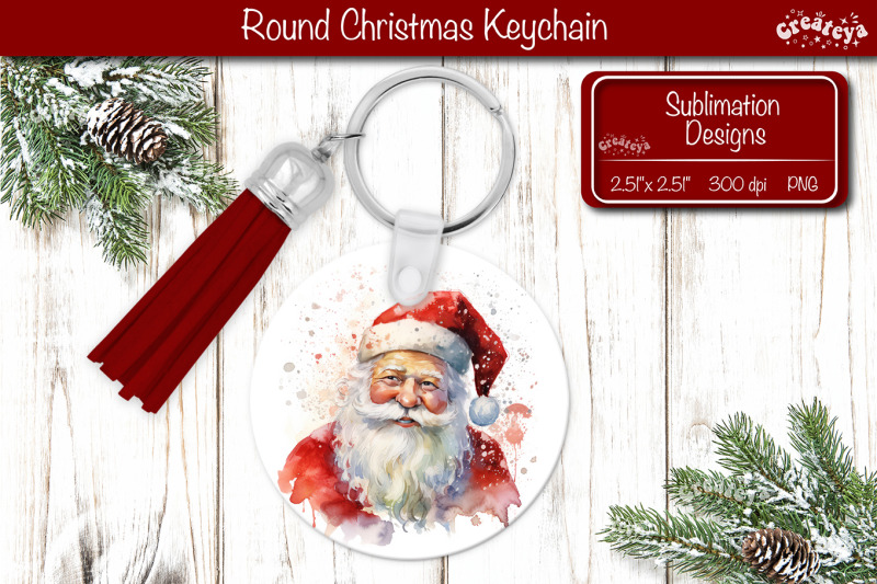 christmas-keychain-png-sublimation-christmas-watercolor-santa-png