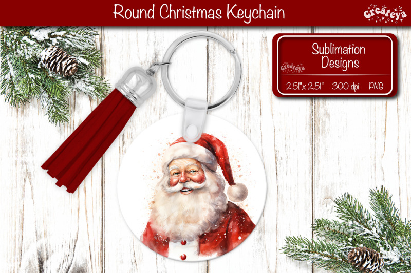 christmas-keychain-png-sublimation-christmas-watercolor-santa-png