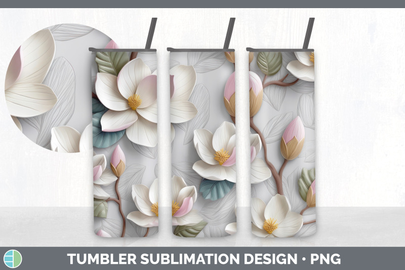 3d-magnolia-flowers-tumbler-sublimation-20-oz-skinny-tumbler-design
