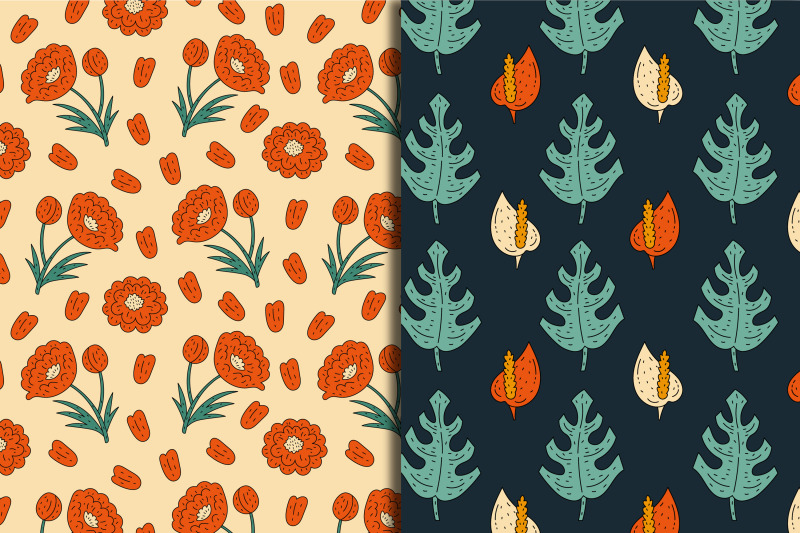 vintage-flower-garden-seamless-patterns