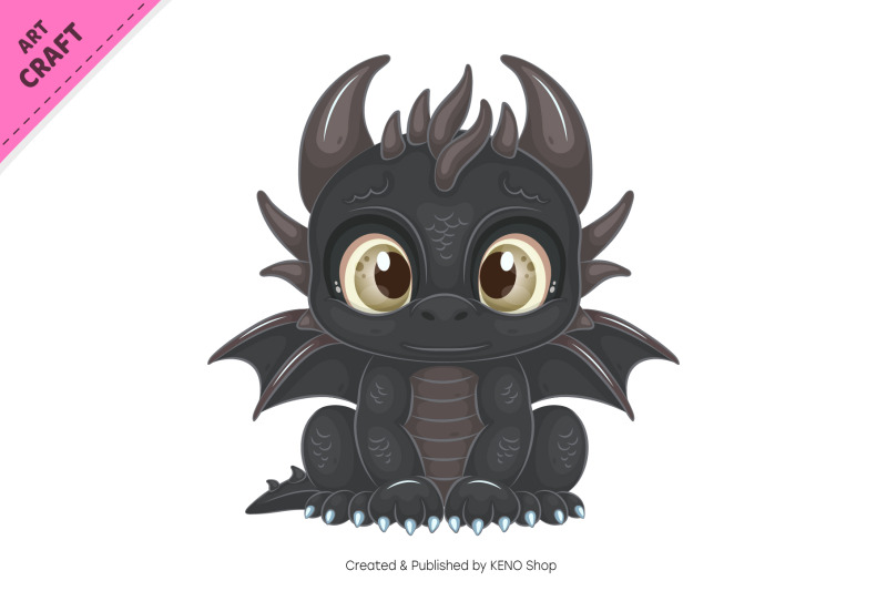 cartoon-black-dragon-fantasy-clipart