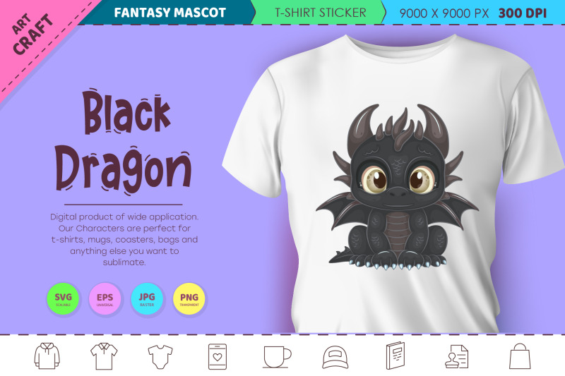 cartoon-black-dragon-fantasy-clipart