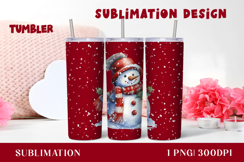 watercolor-christmas-snowman-tumbler-sublimation