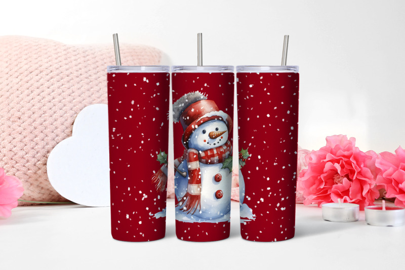 watercolor-christmas-snowman-tumbler-sublimation