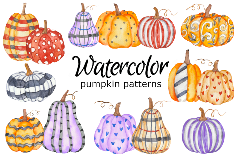 pumpkin-pattern-watercolor-clipart