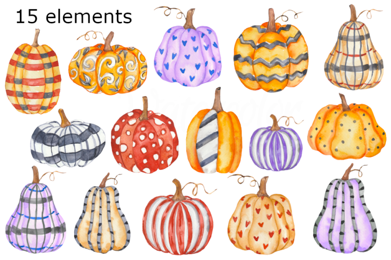 pumpkin-pattern-watercolor-clipart