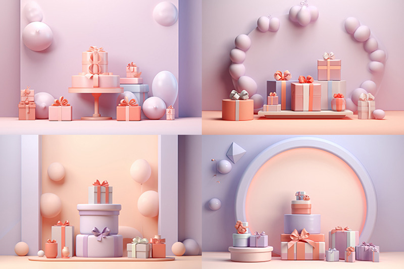3d-gift-box-and-podium-with-pastel-colors