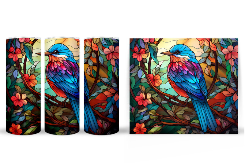 bird-tumbler-design-stained-glass-tumbler-wrap-sublimation