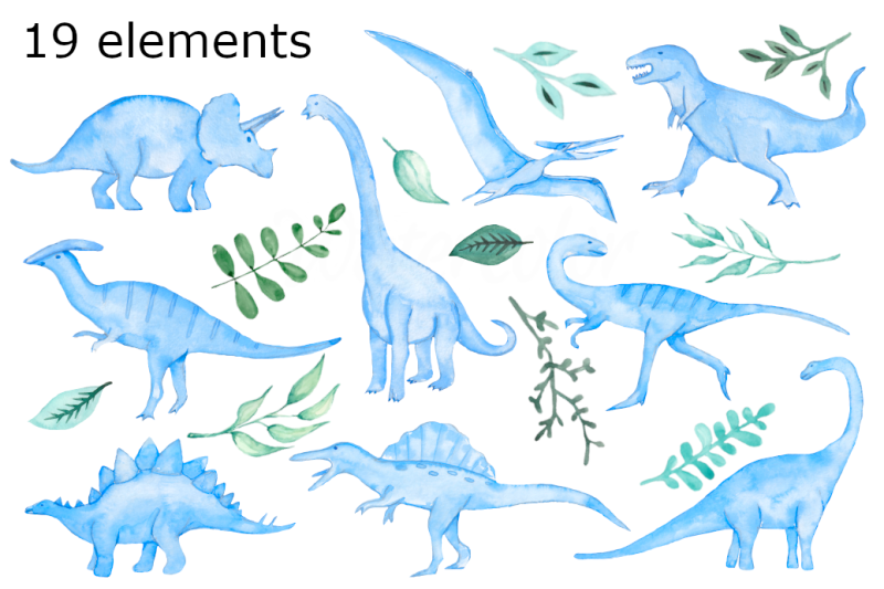 blue-dinosaurs-watercolor-clipart