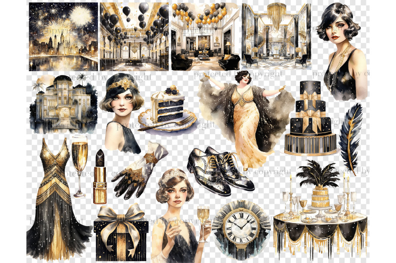 1920s-party-white-clipart-retro-wedding-invitation-clipart