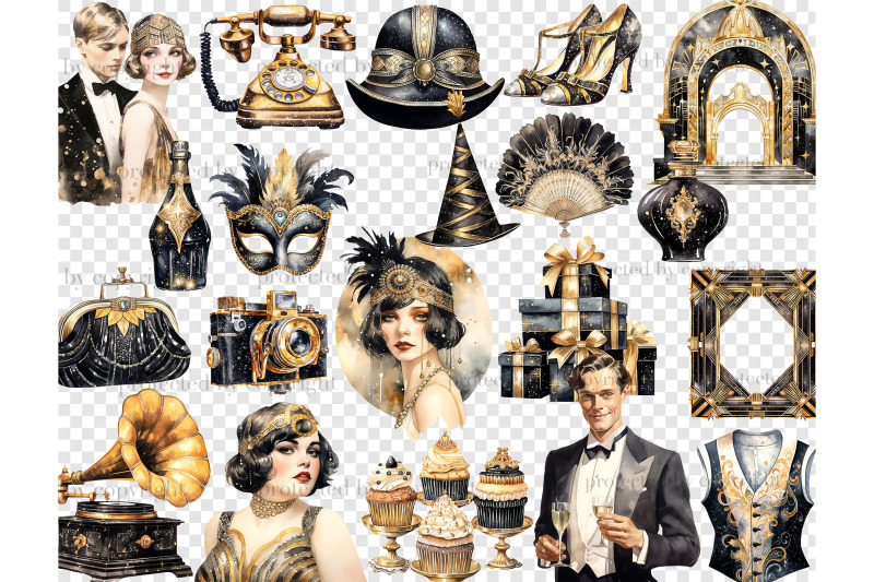 1920s-party-white-clipart-retro-wedding-invitation-clipart