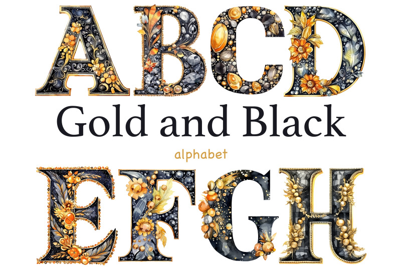 gold-and-black-alphabet-clipart-retro-letters-png